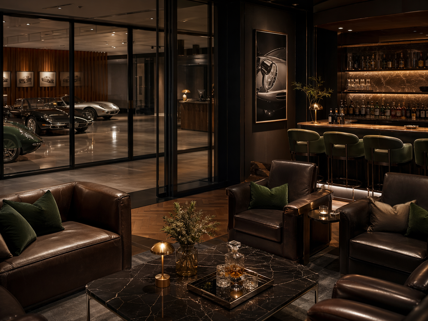 Private automotive members club lounge